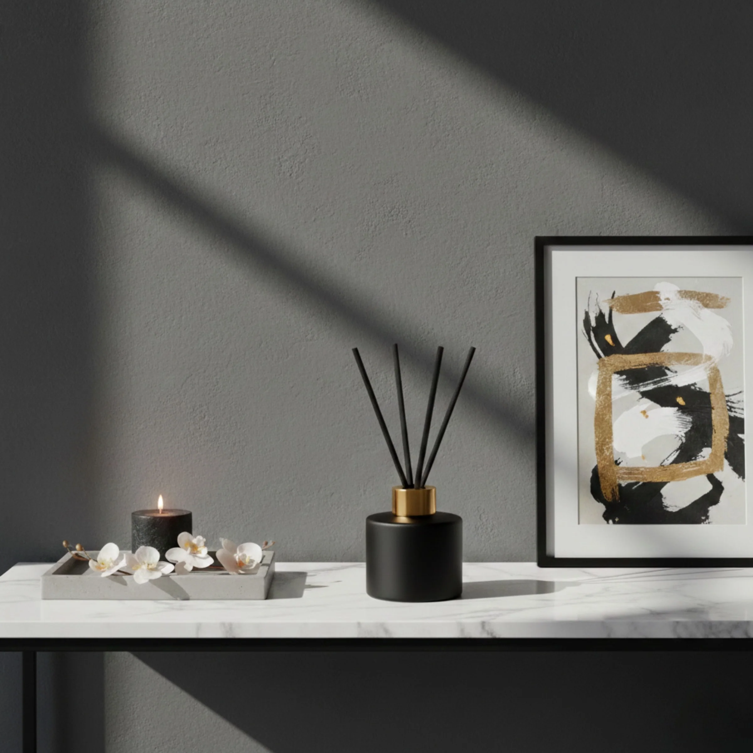 Circular Reed Diffuser BOTTLE - 100ml - Matt Black - Image 2