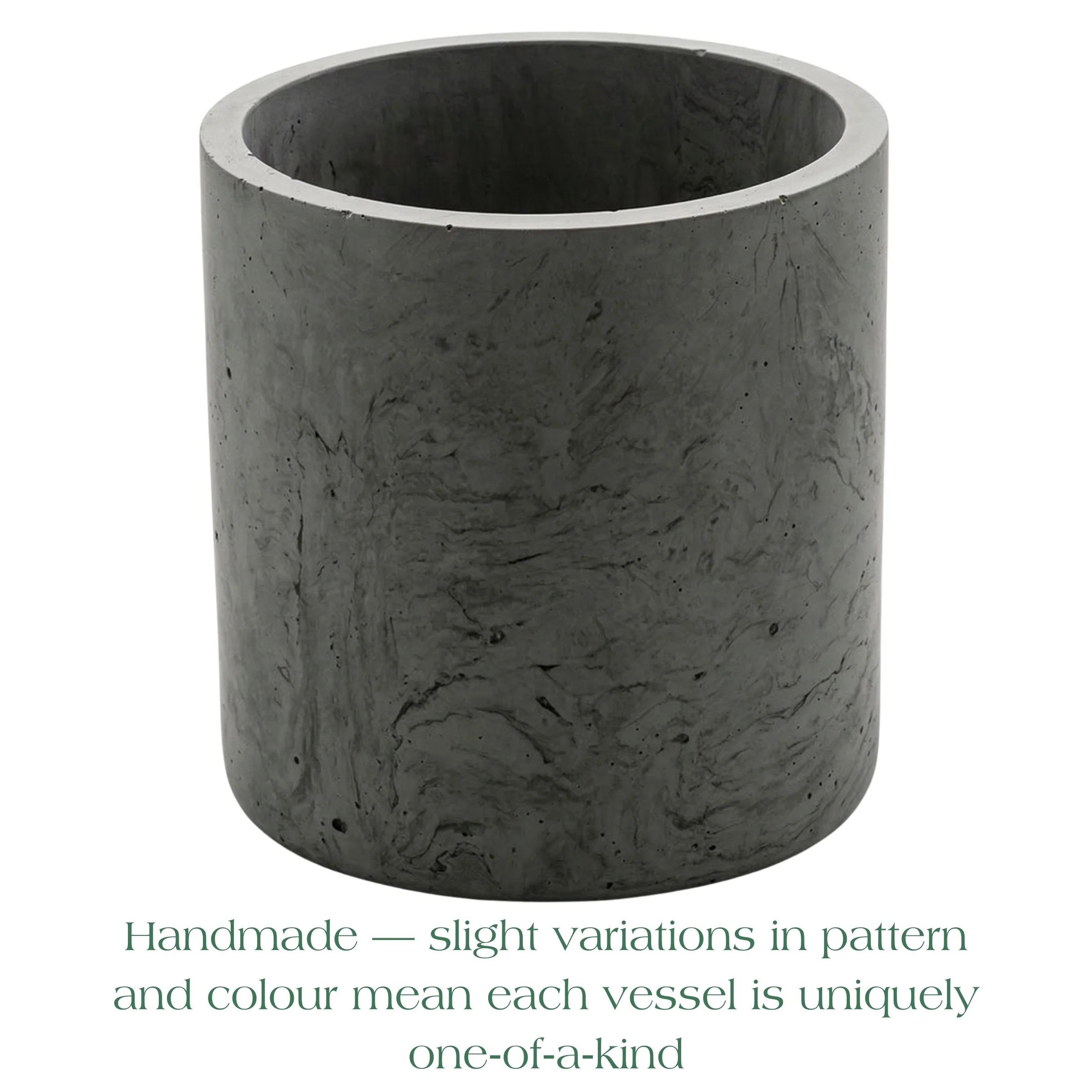 Refillable Dark Grey GRC Candle Vessel — Large