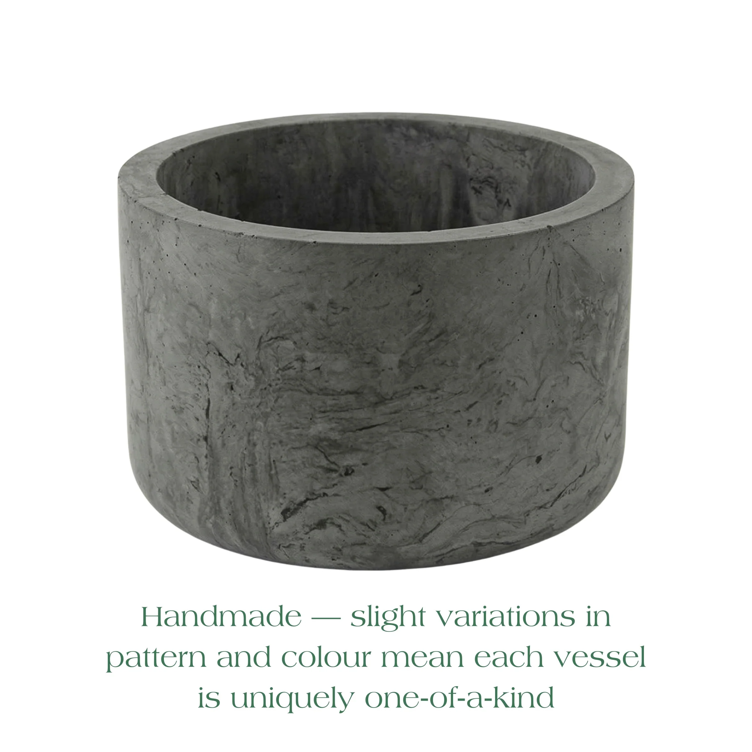 Refillable Dark Grey GRC Candle Vessel — Small